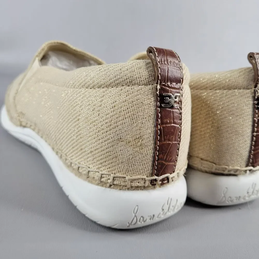 Sam Edelman Womens Kassie Espadrille Slip On Flats Size 10 M Beige Metallic